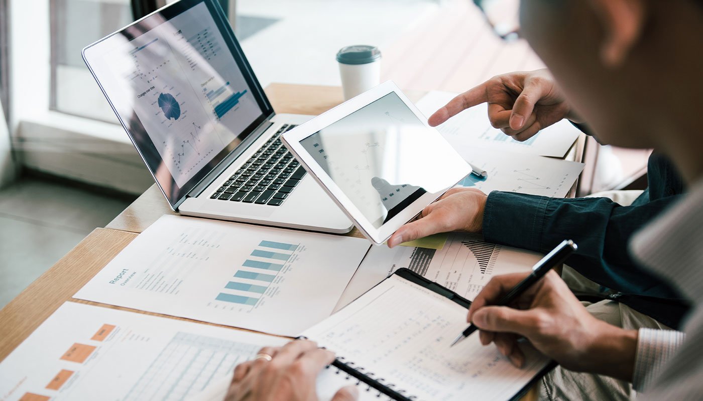 Businesspeople working together at a conference table